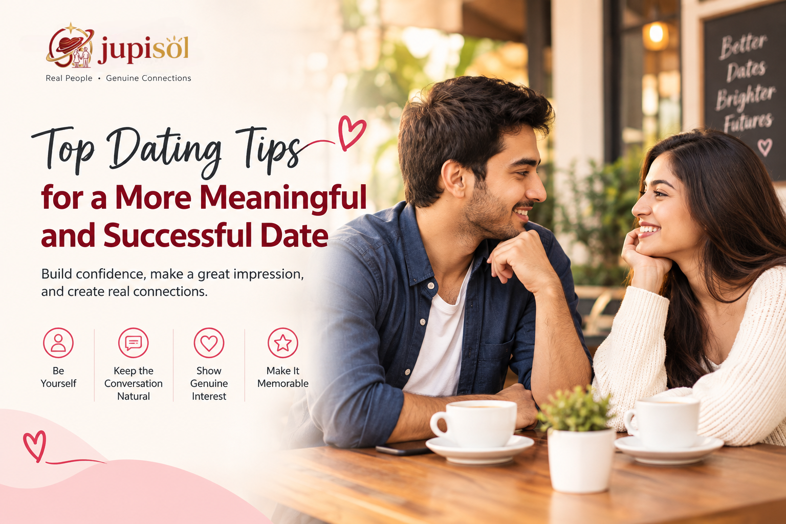 Couple on a first date chatting happily